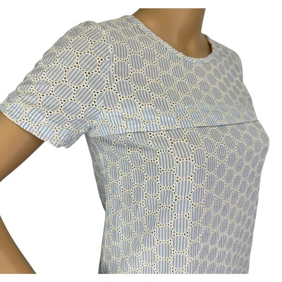 2/$3 J. Crew Seersucker Eyelet Cotton Top Blue Ribbon Tie Crochet Size 00 - Picture 8 of 11